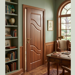 Puerta Decorativa Interior de Madera Sólida GA-26S, Diseño Ondulado, para Interiores de Apartamentos y Villas, Calidad de Exportación - Product Image 2