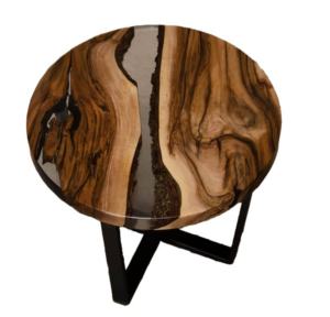 Mesa de centro clásica moderna, nuevo diseño de madera maciza y epoxi con pata de metal extensible para muebles de sala de estar para el hogar - Product Image 1