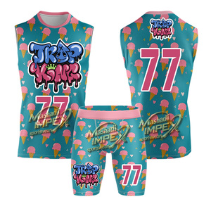 Mashadi IMPEX JRKP YSAR Sublimated Flag Football Jersey Set 77 <b>Ice</b> for Pattern Sleeveless Quick Dry Unisex Children - Product Image 1
