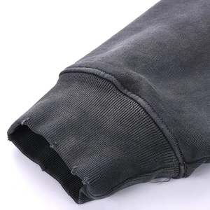 เสื้อฮู้ดดี้ผู้ชายสไตล์สตรีทแวร์ผ้าฝ้ายแบบวินเทจฟอกสี ลุคดิสเทรส ทรงโอเวอร์ไซส์ หนานุ่มบุซับใน ลายถักทอ - Product Image 3