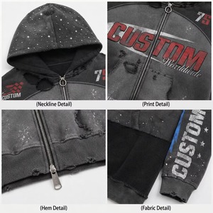 Sweat-shirt à capuche surdimensionné pour homme personnalisé, impression par sublimation, streetwear, design noir vieilli - Product Image 3