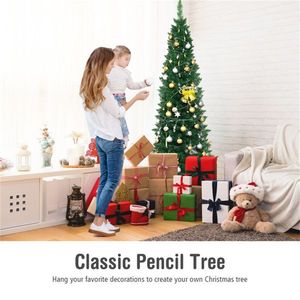 6ft <b>Slim</b> Pencil Christmas <b>Tree</b> with 400 Realistic PVC Branches Flocked Finish Space Saving Design for Small Corners - Product Image 4
