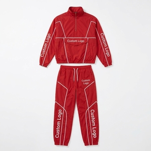 Ensemble de survêtement décontracté pour homme avec logo personnalisé, veste coupe-vent d'été à demi-zip et pantalon de jogging, tenue de sport deux pièces - Product Image 2