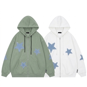 Sudadera con capucha Bape personalizada para hombre, 100% algodón, transpirable, cuello en V, corte holgado, con estampado de estrellas bordadas, estilo cárdigan, para otoño, con bolsillo. - Product Image 2