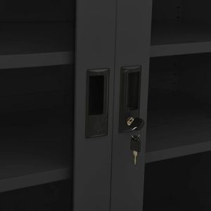 Armoire de bureau moyenne en acier anthracite avec armoires à dossiers en verre trempé - Product Image 6