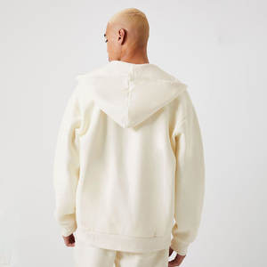 Sweat à capuche zippé oversize pour homme, design épuré et simple, en molleton doux de coton, fermeture éclair intégrale, coupe décontractée, idéal pour l'hiver, en promotion. - Product Image 2