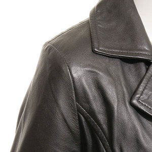 Women Genuine <b>Leather</b> Long Trench Coat With Belt Turn-down Collar Full Sleeve Solid Color Elegant Winter Wear - Product Image 3