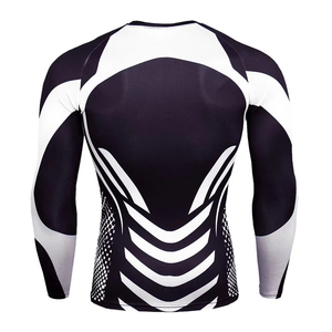 Mens Full Sleeve Rash Guard Black <b>White</b> <b>Compression</b> <b>Shirt</b> Quick Dry Polyester Sports Training Workout Fitness Swim Surfing - Product Image 2