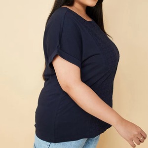Wholesale Women Embroidery <b>TShirts</b> Supplier High Quality Cotton Tee with Custom Embroidery for Bulk Production and Private Label - Product Image 4