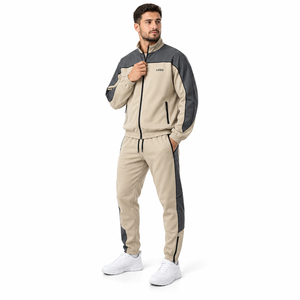 <b>Zip</b> Pockets Men's Training Tracksuit Hooded Drawstring Closure Eco-Friendly Cotton Workout Bulk Wholesale OEM Apparel Supplier - Product Image 1