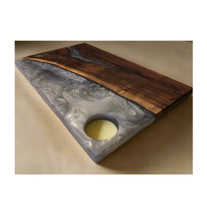 Planche à découper moderne en résine époxy et bois pour couper fruits, légumes, viande, planche à découper luxueuse faite à la main pour ustensiles de cuisine - Product Image 5