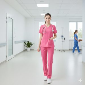 Ensemble de blouses médicales en polyester et coton de haute qualité pour femmes, pour les professionnels de la santé, comprenant un pantalon assorti et un haut à manches courtes pour l'hôpital - Product Image 1