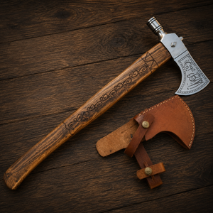 Custom Handmade Viking <b>Axe</b> Carbon Steel Bearded <b>Axe</b> <b>Wooden</b> Handle Outdoor Camping Bushcraft Hatchet with Leather Sheath OEM ODM - Product Image 1
