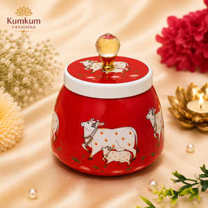 Enamel Religious Metal Jar 4 Inch Dry Fruit Jars Home Decor Return Gift Wedding Favor Housewarming Diwali Gift Hamper Handmade - Product Image 4