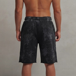 Pantalones cortos para hombre personalizados, 100% algodón lavado, ecológicos, con bolsillos laterales, transpirables, de corte holgado, con logo impreso DTF personalizado. - Product Image 2