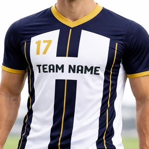 Conjunto de Uniforme de Fútbol Personalizado para Hombre, Sublimado, 100% Poliéster, Transpirable, de Secado Rápido, Antibacteriano, Jersey con Cuello en V, Pantalones Cortos, Ropa Deportiva para Equipo - Product Image 2