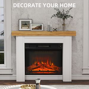 Caminetto Elettrico Moderno Autoportante 130 cm L x 103 cm H con Cornice in Legno Naturale e Gambe - Product Image 4