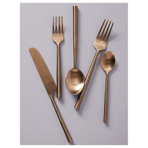 Ensemble de couverts en cuivre antique martelé à la main, manche forgé de haute qualité, acier inoxydable, finition or rose, pour mariage et restaurant - Product Image 2