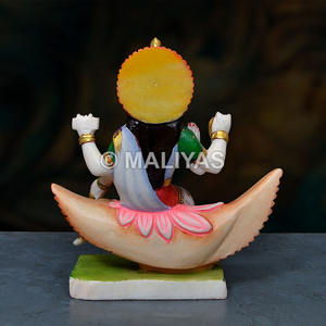 Acheter une statue de Brahmane en marbre |   Murti artisanal Brahmani Mata avec cygne – Maliyas - Product Image 5