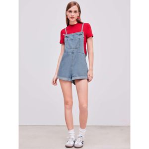 2026 denim overalls shorts High Quality Women Denim Jumpsuit Overalls Summer Washed Solid Multi Pocket Jean <b>Romper</b> - Product Image 2