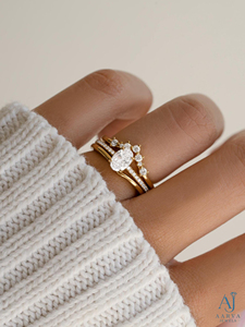 Bague de fiançailles de luxe en argent 925 plaqué or avec moissanite ovale centrale et halo, bijou de mariage pour cadeau de mariée - Product Image 5