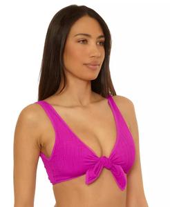Top Bikini da donna con fibbia convertibile a righe e piegatura crink | Becca - Product Image 6