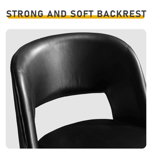 2pcs <b>Black</b> PU Swivel <b>Bar</b> <b>Stools</b> with Open Backrest and Metal Legs - Product Image 5