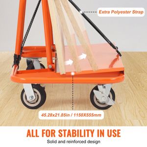 Carrello per Cartongesso Resistente da 1360 kg, Piattaforma 115 cm x 55 cm, Ruote Girevoli da 5 pollici, Supporto OEM per il Trasporto di Pannelli in Cartongesso - Product Image 3