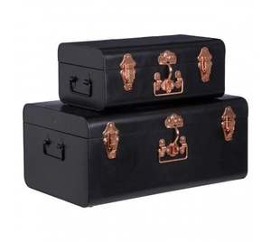 Coffre de rangement en métal artisanal moderne, finition rustique, design multifonctionnel et réglable pour le rangement des vêtements, décoration de salon - Product Image 6