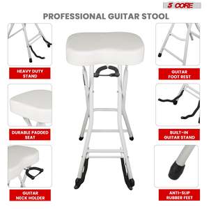 Tabouret de Guitare 5Core, Chaise Rembourrée Pliable de 3,15 po, Siège Musical Robuste avec Repose-Pieds Intégré, Support de Guitare - Product Image 6