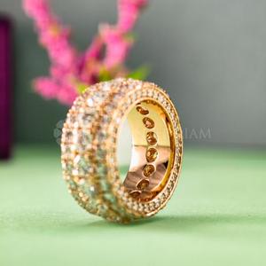 Anillo de eternidad con diamantes redondos cultivados en laboratorio, diseño moderno, en oro rosa, para mujer, de proveedor indio. - Product Image 4