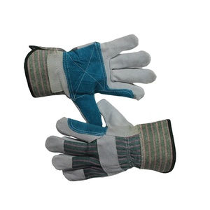 GUANTES DE TRABAJO DE PALMA DE CUERO DE VAQUERA DIVIDIDO TALLA XS VERDE GOMA 3 \ "PUÑO DE SEGURIDAD con FORRO POLAR DE ALGODÓN SOLDADURA DE CONSTRUCCIÓN - Product Image 1