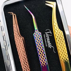 Pinzas de Extensión de Pestañas Profesionales de Acero Inoxidable Japonés con Logotipo Personalizado, Agarre de Diamante de 45 Grados, Color Arcoíris, Puntiagudas y Sostenibles - Product Image 2