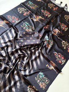 Sari de satén liso con estampado digital, hermoso diseño Leheriya Vantara, ligero y fácil de arreglar, ideal para fiestas. - Product Image 2