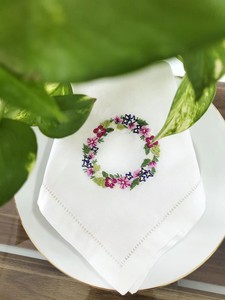 Custom Wholesale Handmade <b>Square</b> Embroidered Cotton Hemstitch Napkin Full Sizes Machine Washable Durable Airplane Home Wedding - Product Image 4