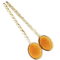 Cuillère colorée durable en verre borosilicate de haute qualité, style européen, pour la restauration et le bistro, avec manche, vente en gros