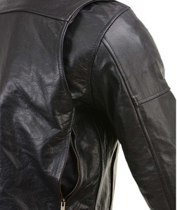 SAMROZ SPORTS Men's Premium Black Leather Vented <b>Racer</b> Style Motorcycle Bker <b>Jacket</b> w/CE Armor - Product Image 3