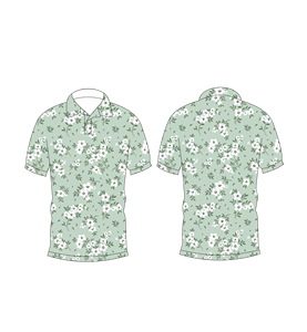 เสื้อโปโลพิมพ์ลายดอกไม้สีเขียวเซจสำหรับผู้ชาย แขนสั้น สวมใส่สบายๆ ในฤดูร้อน เหมาะสำหรับเล่นกอล์ฟ - Product Image 3