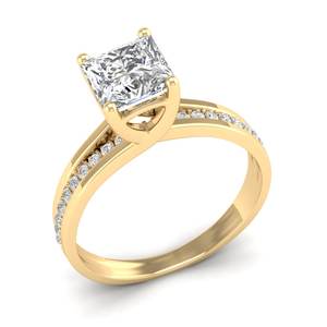 Bague de fiançailles solitaire REYES de luxe en or jaune 14 carats avec diamant de laboratoire CVD taille princesse de 1,8 carat, style hip-hop - Product Image 2