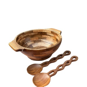 Logo personnalisé OEM fait à la main cuillères en bois 16cm 35cm Acacia noyer frêne pin vaisselle outil à salade pour la maison Restaurant cuisine - Product Image 1