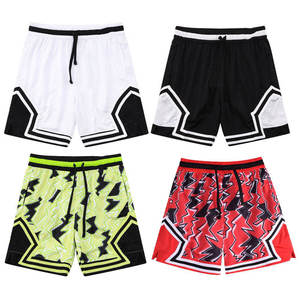 Men Mesh Sweat Shorts Jersey <b>Drawstring</b> Elastic Waist Customized Striped Webbing Cuffs Sports Basketball Shorts - Product Image 6