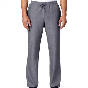 Unisex Gray V-Neck <b>Scrub</b> <b>Top</b> With Chest Pocket Cotton Polyester Woven Hospital Uniforms - Product Image 2