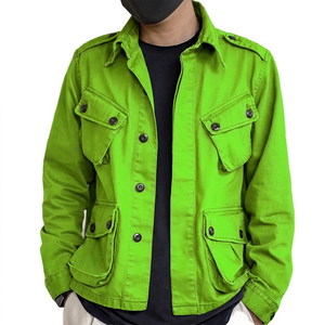 Chaqueta Safari de Lona de Algodón Verde Oliva Vintage para Hombre, con Múltiples Bolsillos, Cierre de Botones, Cuello Camisero, Corte Regular, para Otoño - Product Image 4