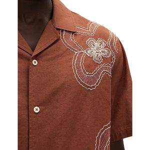 เสื้อเชิ้ตผู้ชายลายดอกไม้ผ้าฝ้ายผสมลินินติดกระดุม – ผ้าเนื้อบางเบาสวมใส่สบายเหมาะกับแฟชั่นลำลองทุกวัน - Product Image 3