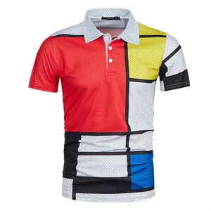 Camisa de Hombre ACE de Algodón con Estampado Geométrico y Bloques de Color, Manga Corta, Cuello Clásico, Transpirable, Corte Regular, Estilo Casual - Product Image 2