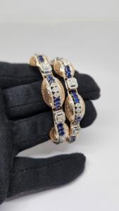 Bracelet en diamant en or rose 14 carats avec pierre bleue cultivée en laboratoire FG-VS des bracelets et bracelets de bijouterie fine certifiés IGI - Product Image 5