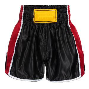 Shorts de Boxeo Muay Thai Personalizables al por Mayor de Alta Calidad, 100% Poliéster, Tela Negra Ecológica - Product Image 1