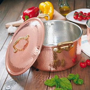 Professional Copper Hammered Sauce <b>Pan</b> With Lid Brass Handle Kitchen Cookware Pot Wholesale Supplier India OEM Export Bulk OEM - Product Image 4