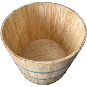 Hot sale High Quality Custom Made Round Wooden Frame Bathtub/ Natrual Wooden Barrel Bath Tub For Spa Villa From Vietnam