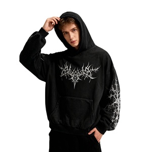 Black Angel Zip-Up Hoodie for Men Women Casual Solid Oversized Streetwear Cotton/Polyester Sweatshirt for Winter - Product Image 2